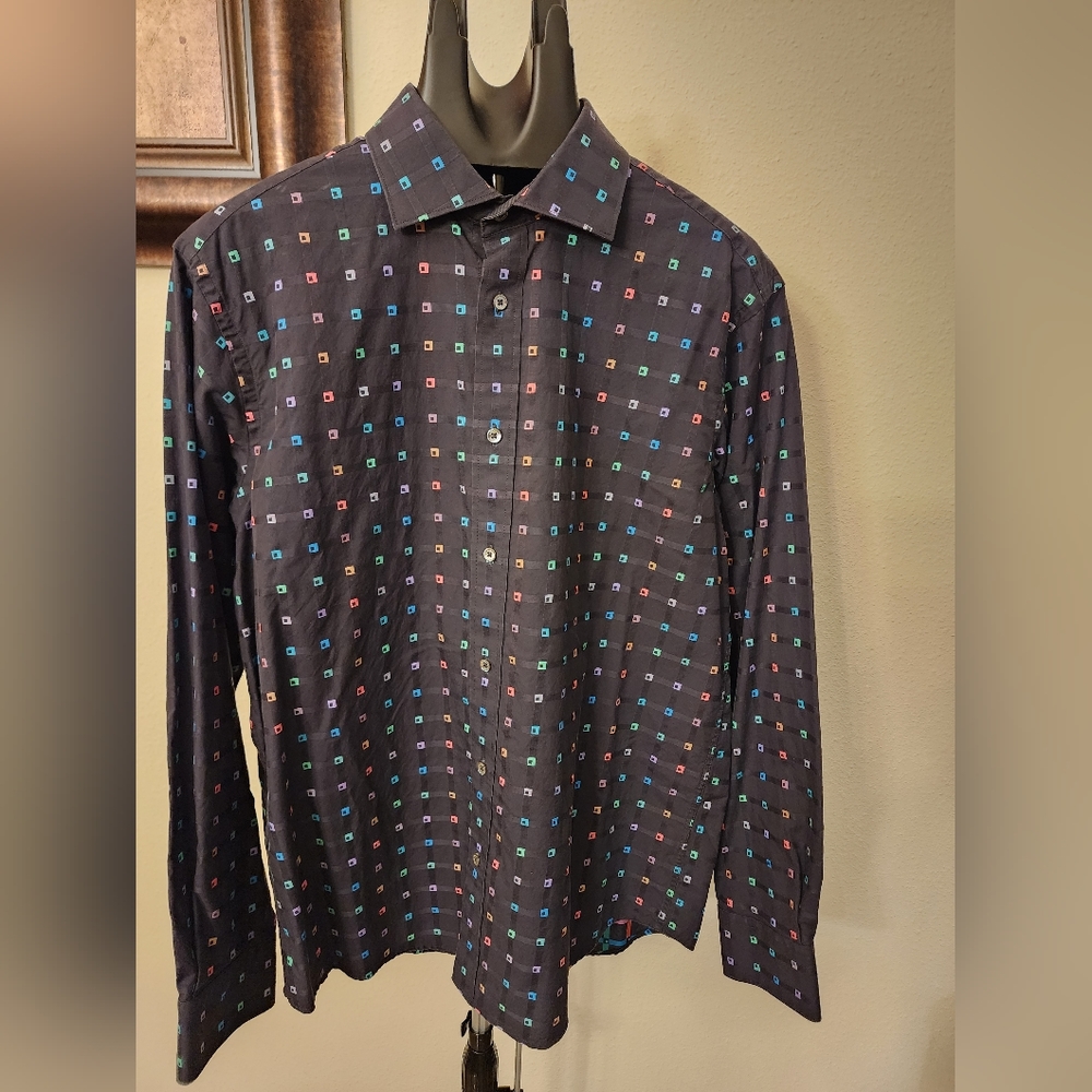BUGATCHI men long sleeve buttons down shirt.